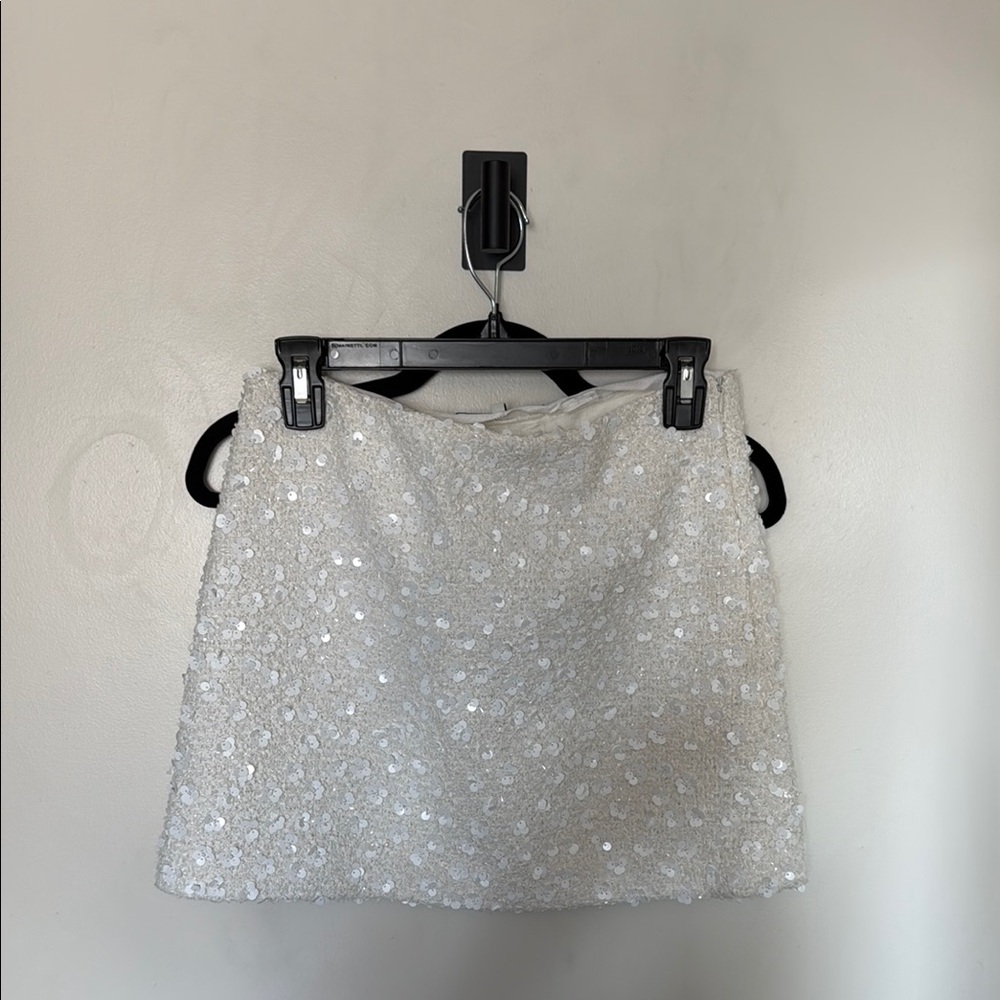Zara White Sequin Mini Skirt